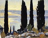 John Singer Sargent Paintings - Cypress Trees at San Vigilio by John Singer Sargent